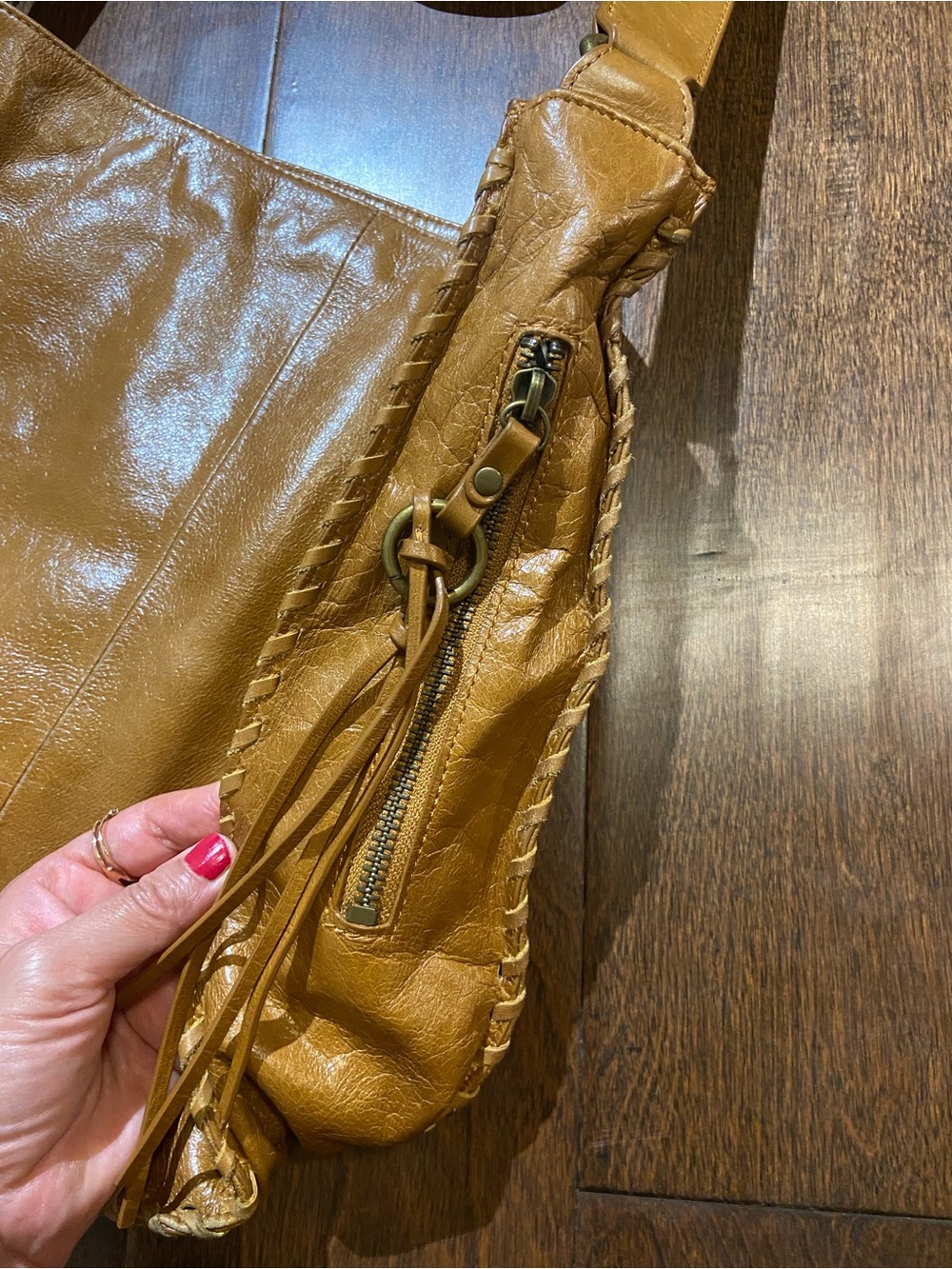 Hobo tan braid leather shoulder bag - Picture 4 of 12